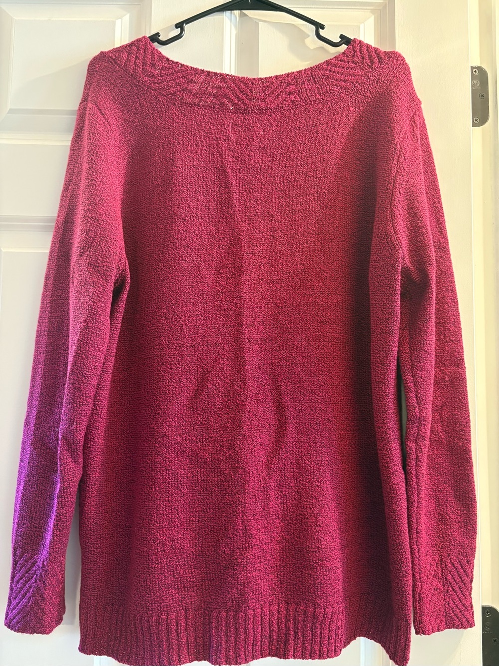 Laura Scott Deep Raspberry Knit V-Neck Sweater - Picture 2 of 3